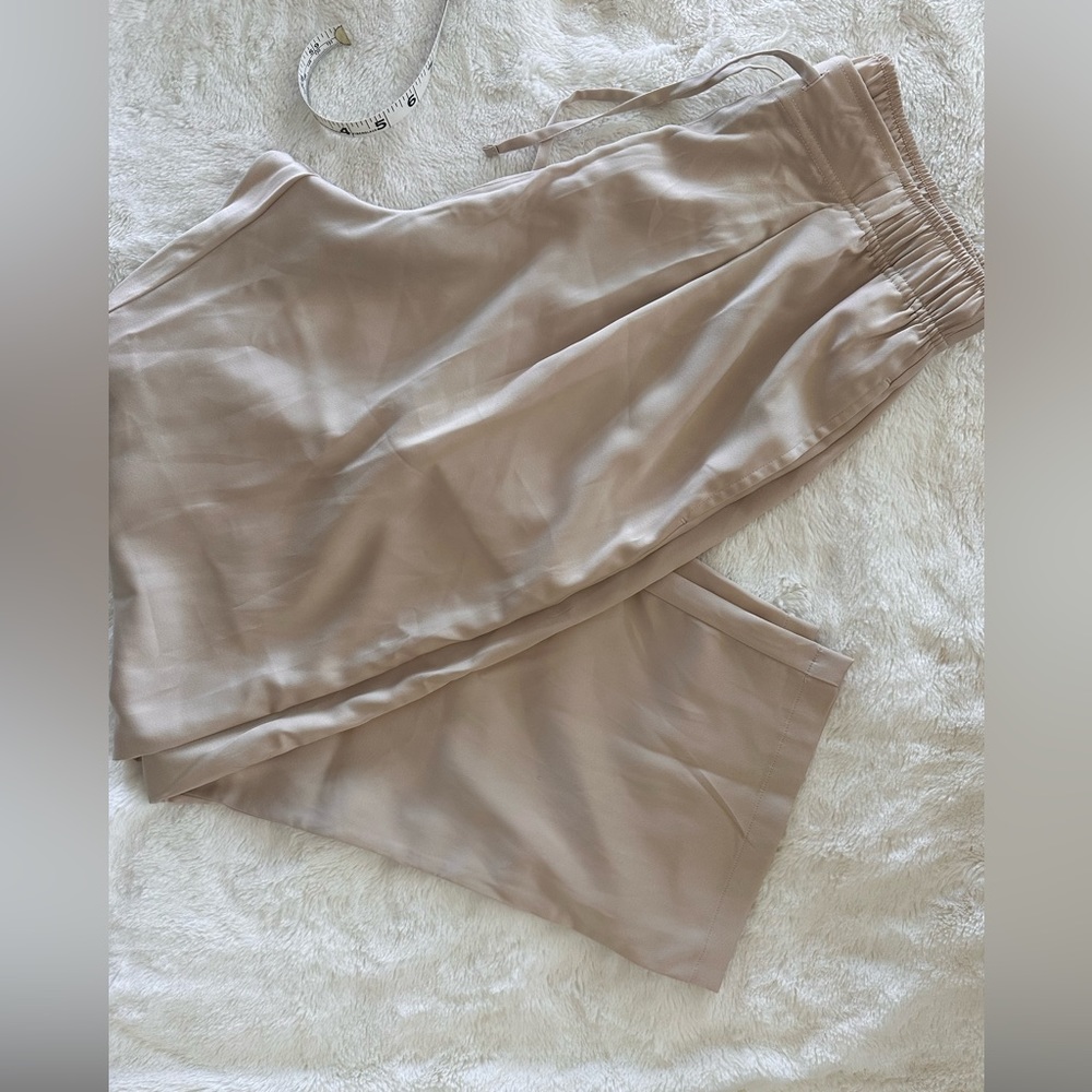 Cream silk like lounge pant or dress pant